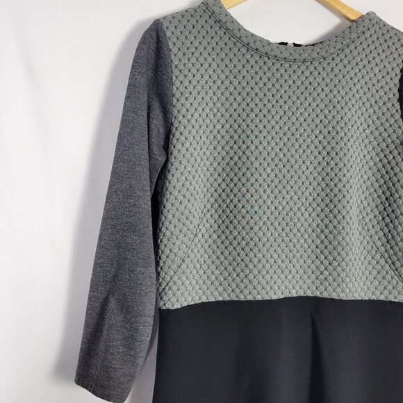 Ann Taylor Loft Women's Quilted 3/4 Sleeve Grey Dress Size 8 - Picture 2 of 13